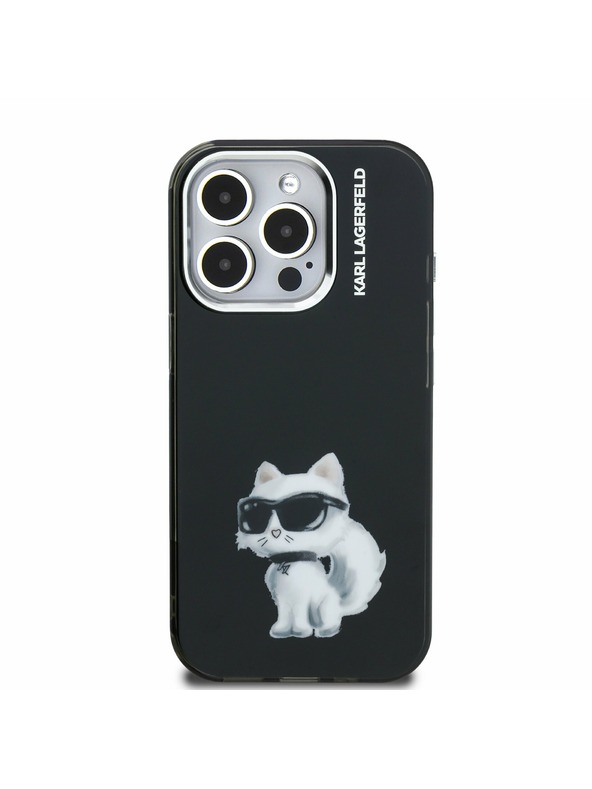 Karl Lagerfeld Karl Lagerfeld IML Aquarelle Choupette stražnji poklopac za iPhone 15 Pro Crni