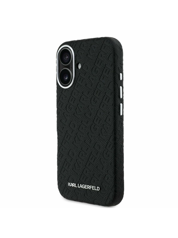 Karl Lagerfeld Karl Lagerfeld Grained PU Repeated Logo MagSafe stražnji poklopac za iPhone 16 Crni