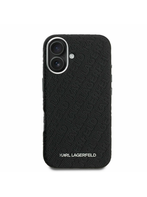 Karl Lagerfeld Karl Lagerfeld Grained PU Repeated Logo MagSafe stražnji poklopac za iPhone 16 Crni