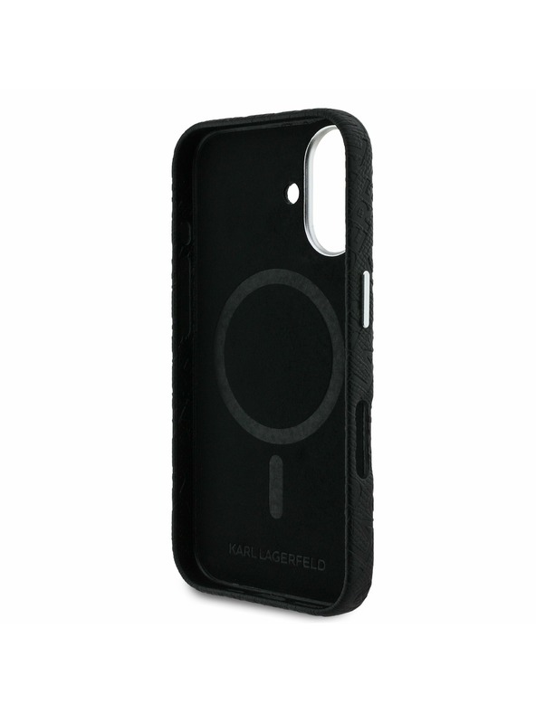 Karl Lagerfeld Karl Lagerfeld Grained PU Repeated Logo MagSafe stražnji poklopac za iPhone 16 Crni