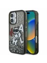 Karl Lagerfeld Karl Lagerfeld Liquid Glitter Scattered Choupette stražnji poklopac za iPhone 16 Crni