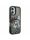 Karl Lagerfeld Karl Lagerfeld Liquid Glitter Scattered Choupette stražnji poklopac za iPhone 16 Crni