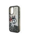 Karl Lagerfeld Karl Lagerfeld Liquid Glitter Scattered Choupette stražnji poklopac za iPhone 16 Crni