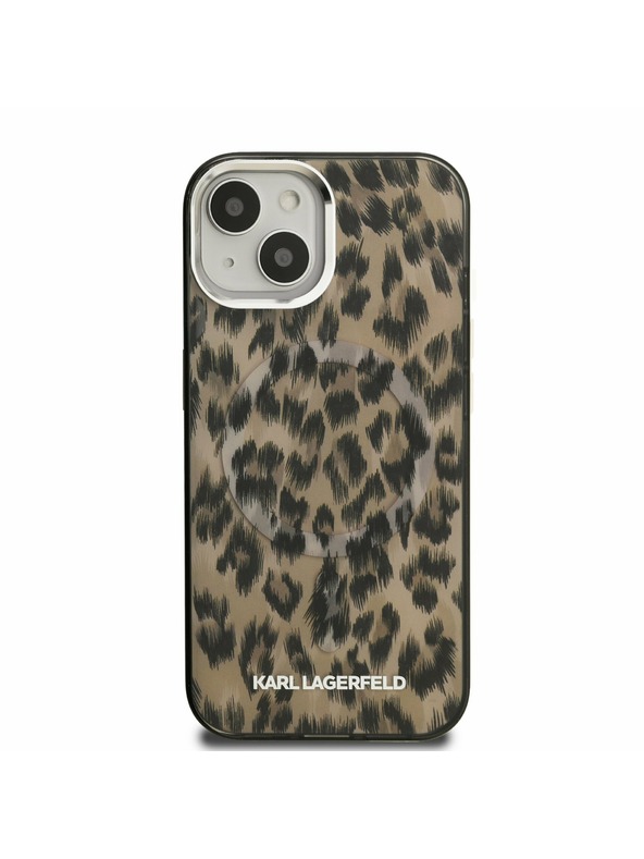 Karl Lagerfeld Karl Lagerfeld IML Leopard MagSafe Stražnji poklopac za iPhone 15 smeđi