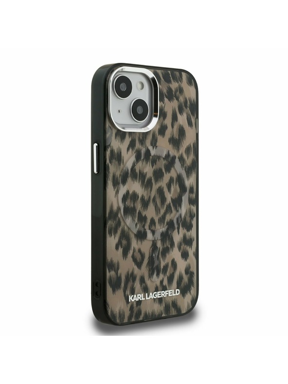 Karl Lagerfeld Karl Lagerfeld IML Leopard MagSafe Stražnji poklopac za iPhone 15 smeđi