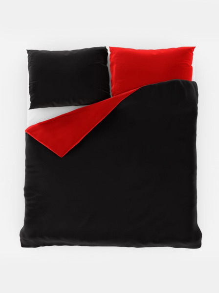 Kvalitex Satenski francuski komplet posteljine LUXURY COLLECTION 1+2, 220x200, 70x90cm crveno / crno Kvalitex