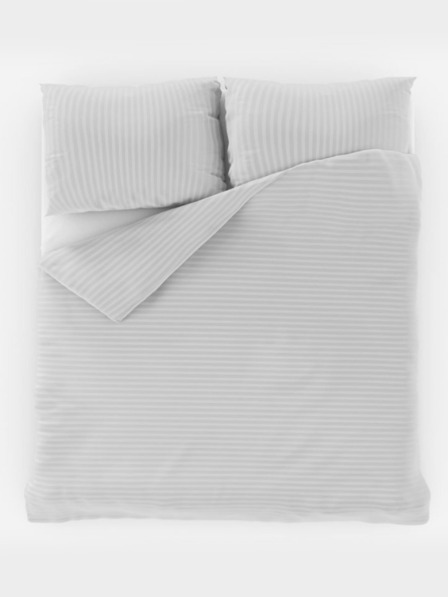 Kvalitex Posteljina od francuskog satena s prugom 1+2, 240x200, 70x90cm BIJELA