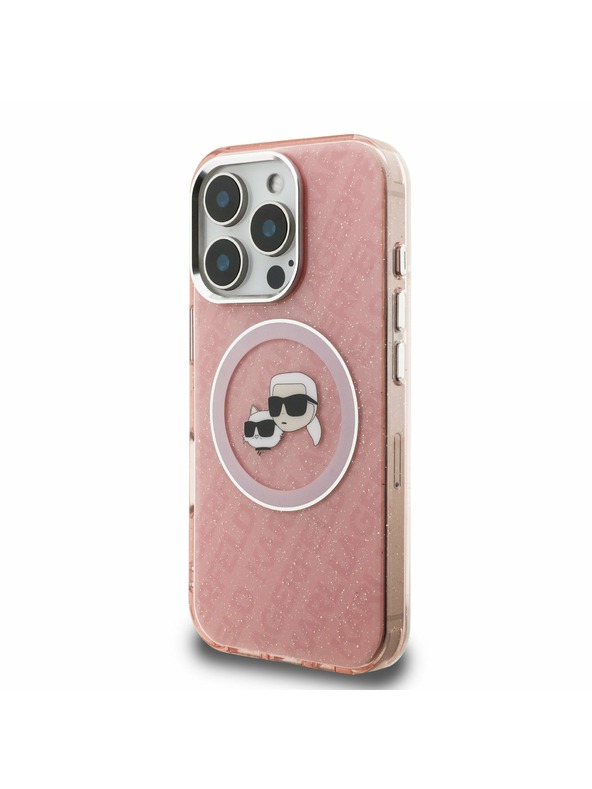 Karl Lagerfeld Karl Lagerfeld IML K&CH Heads Repeated Logo MagSafe Stražnji poklopac za iPhone 16 Pro Pink