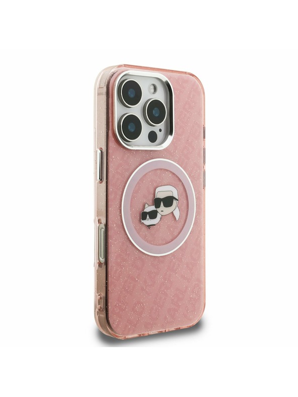 Karl Lagerfeld Karl Lagerfeld IML K&CH Heads Repeated Logo MagSafe Stražnji poklopac za iPhone 16 Pro Pink