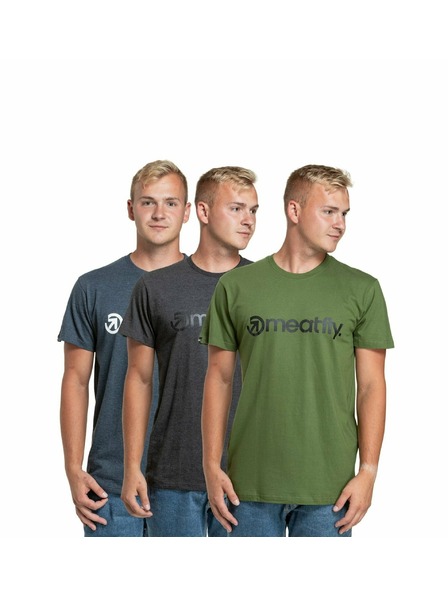 Meatfly Meatfly paket muških majica MF Logo Multipack Ugljen Siva/Maslinasta/Mornarsko Plava Siva | Siva