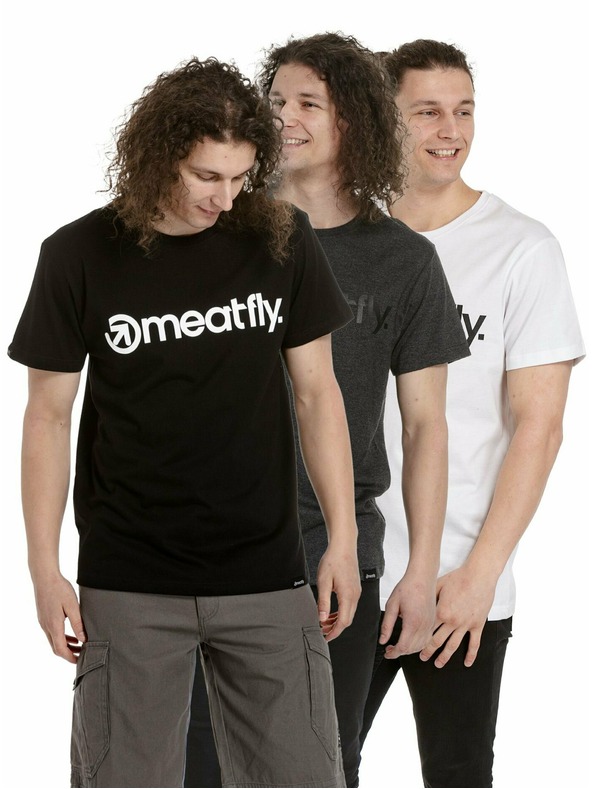 Meatfly Meatfly paket muških majica MF Logo Multipack Black/Charcoal Heather/White | Crna | Veličina