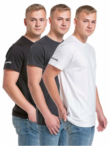 Meatfly Meatfly paket muških majica Basic Multipack Black/Charcoal Heather/White | Crna | Veličina