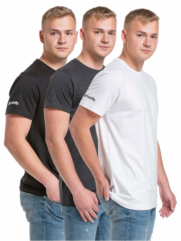 Meatfly Meatfly paket muških majica Basic Multipack Black/Charcoal Heather/White | Crna | Veličina
