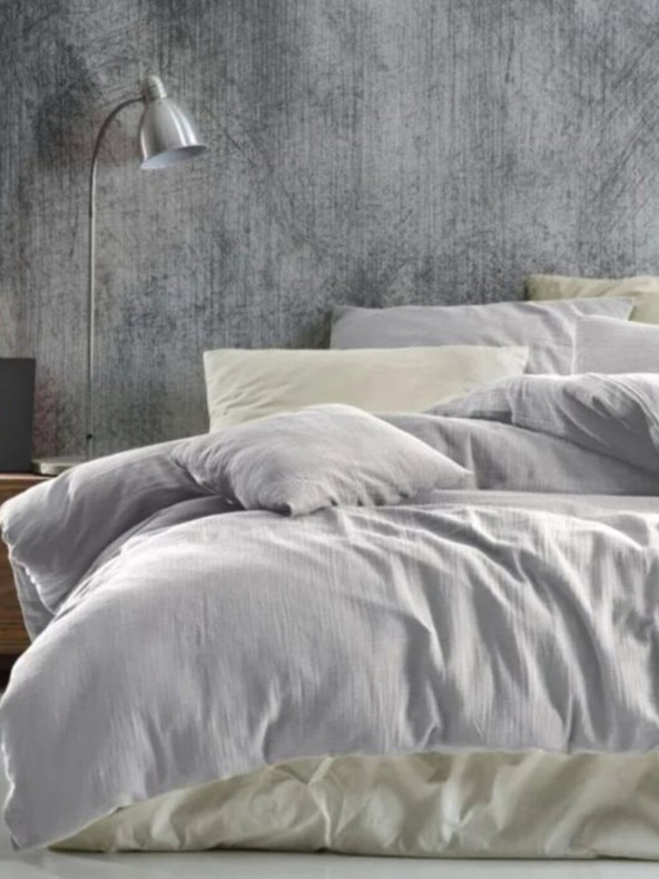 Kvalitex Francuski muselinski komplet posteljine 240x220, 70x90cm svijetlosivi Kvalitex