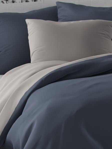 Kvalitex Satenski francuski komplet posteljine LUXURY COLLECTION 1+2, 220x200, 70x90cm tamnosivi / svijetlosivi