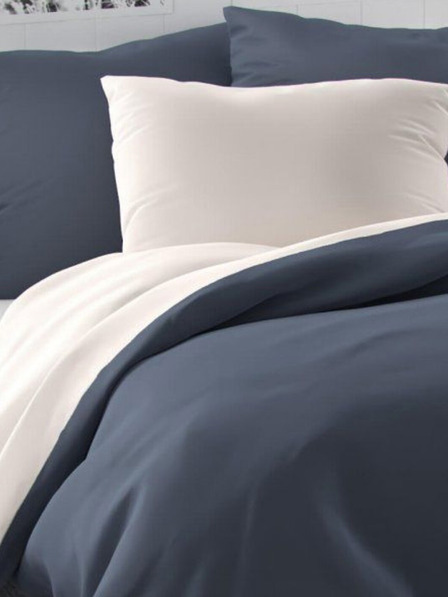 Kvalitex Satenski francuski produženi komplet posteljine LUXURY COLLECTION 1+2, 240x220, 70x90cm tamnosivo / bijelo