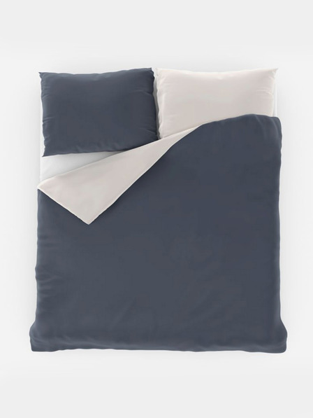 Kvalitex Satenski francuski komplet posteljine LUXURY COLLECTION 1+2, 220x200, 70x90cm tamnosivo / bijelo