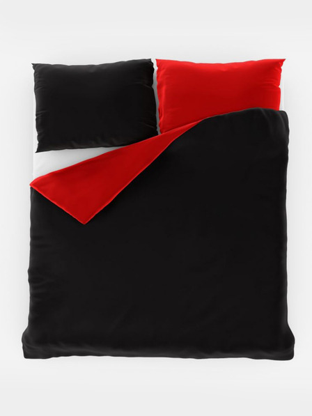 Kvalitex Satenski francuski produženi komplet posteljine LUXURY COLLECTION 1+2, 240x220, 70x90cm crveno / crno Kvalitex