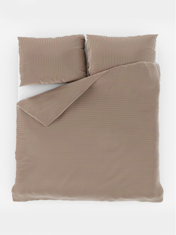 Kvalitex Posteljina od francuskog satena s prugom 1+2, 220x200, 70x90cm bež Kvalitex