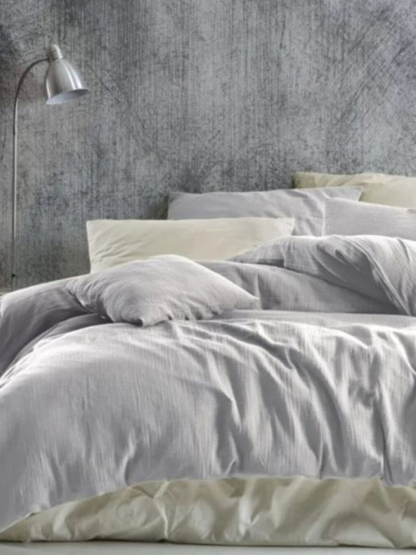 Kvalitex Muslin posteljina 140x200, 70x90cm svijetlo siva Kvalitex