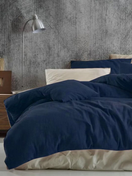 Kvalitex Francuski musselin posteljina 240x200, 70x90cm tamno plava Kvalitex