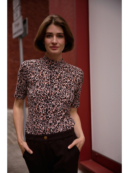 Moodo Uzorkovani top sa stojaćim ovratnikom Moodo