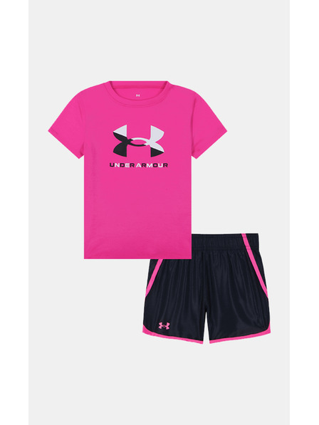 Under Armour Djevojački set Under Armour UA LOGO WOVEN SHORT SET-PNK
