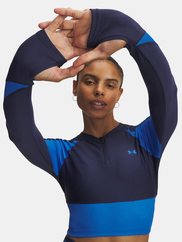 Under Armour Ženska majica Under Armour UA HG Rib 1/4 Zip-BLU