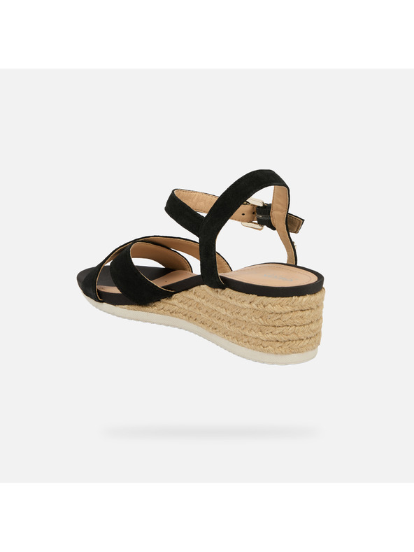 Geox Crna ženska obuća na punu petu Geox Ischia Corda