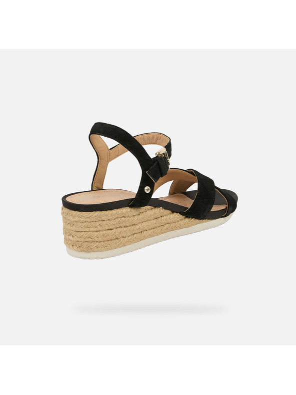 Geox Crna ženska obuća na punu petu Geox Ischia Corda