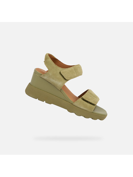 Geox Khaki ženski natikači na punu petu Geox Spherica EC6