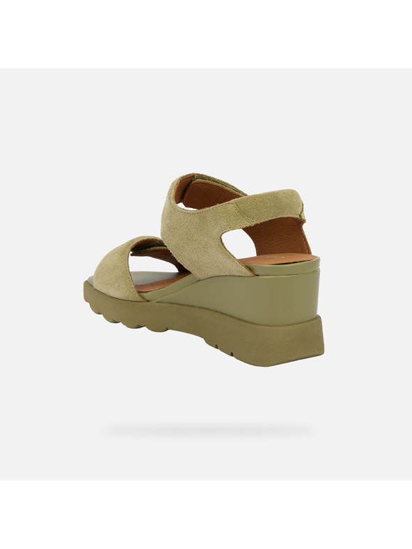 Geox Khaki ženski natikači na punu petu Geox Spherica EC6