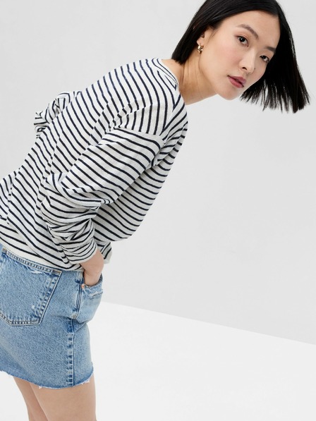 GAP Laneni prugasti džemper GAP