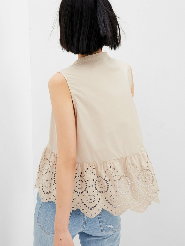 GAP GAP pamučni peplum crop top s čipkom