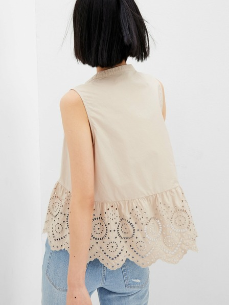 GAP GAP pamučni peplum crop top s čipkom