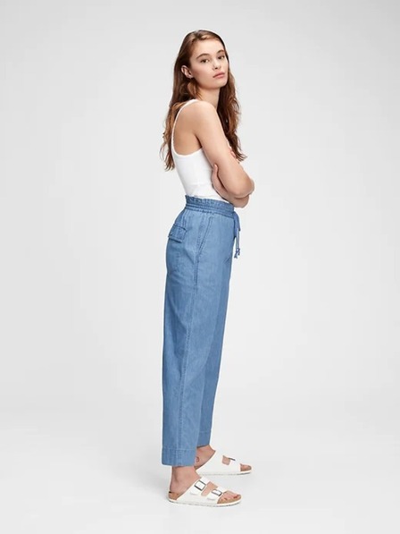 GAP Hlačice visoki struk chambray wide-leg GAP