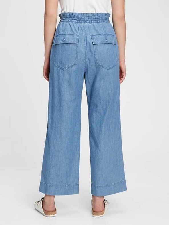 GAP Hlačice visoki struk chambray wide-leg GAP