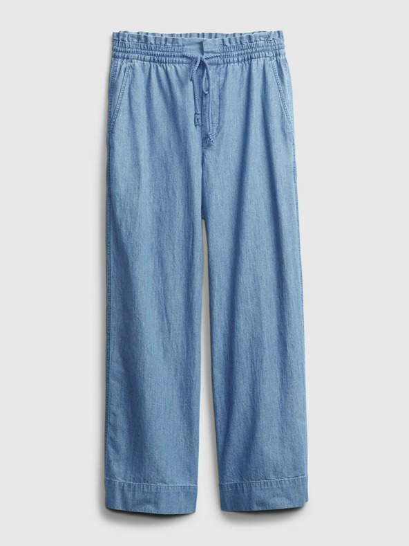 GAP Hlačice visoki struk chambray wide-leg GAP