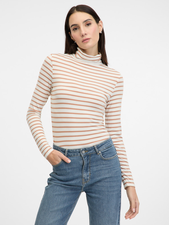 Orsay Bež prugasta ženska majica s dugim rukavima ORSAY