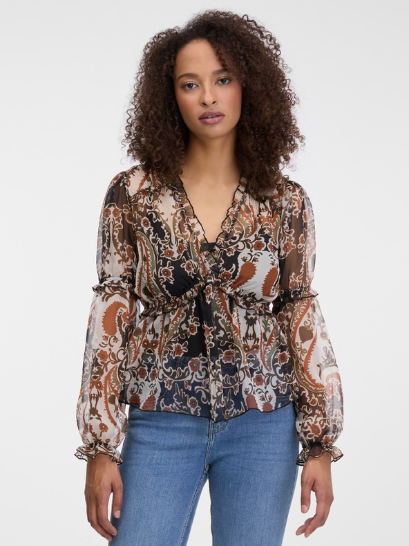 Orsay Smeđa ženska uzorovana bluza ORSAY