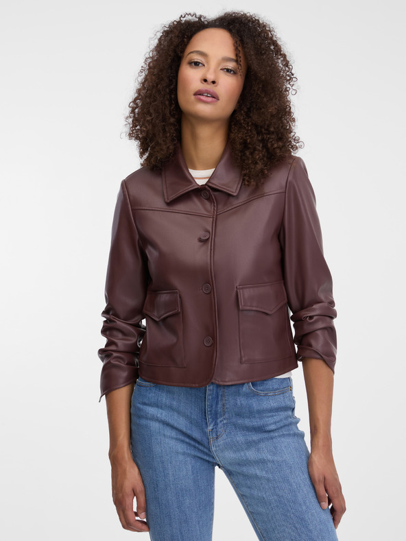 Orsay Tamno smeđa ženska kožna jakna ORSAY