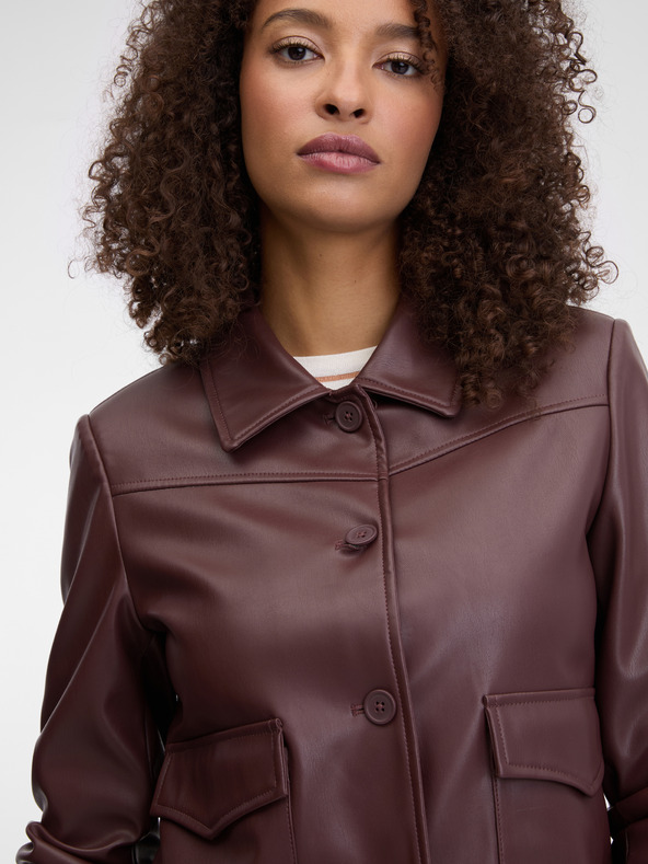 Orsay Tamno smeđa ženska kožna jakna ORSAY