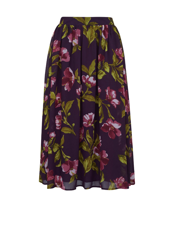 Orsay Ljubičasta midi suknja s cvjetnim uzorkom ORSAY
