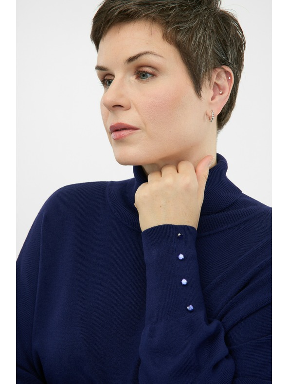 Orsay Tamno plavi ženski džemper s ovratnikom ORSAY