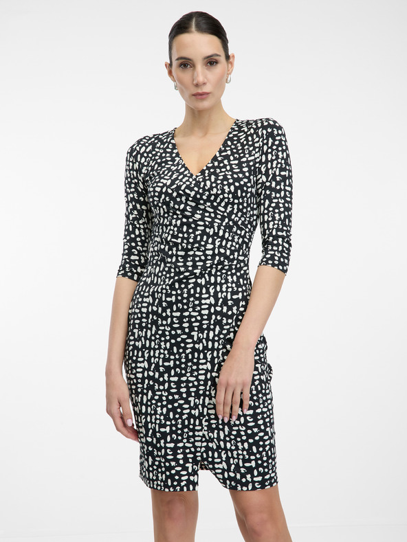 Orsay Crna ženska haljina do koljena s uzorkom ORSAY