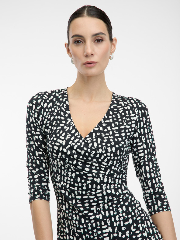 Orsay Crna ženska haljina do koljena s uzorkom ORSAY