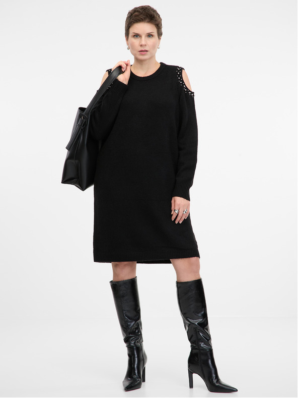 Orsay Crna ženska pletena haljina ORSAY