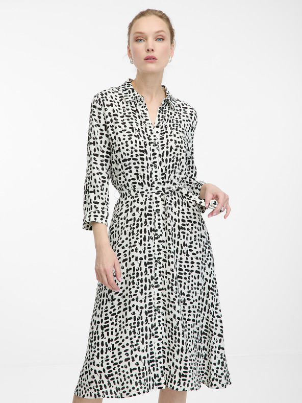 Orsay Krem ženske košuljaste haljine do koljena ORSAY