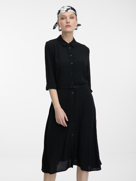 Orsay Crne ženske košuljaste haljine do koljena ORSAY