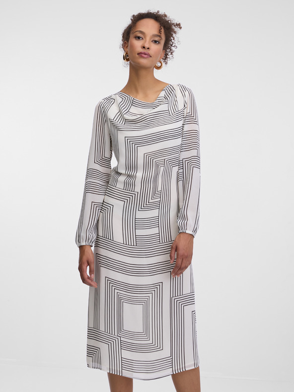 Orsay Bijele uzorkovane haljine do koljena ORSAY